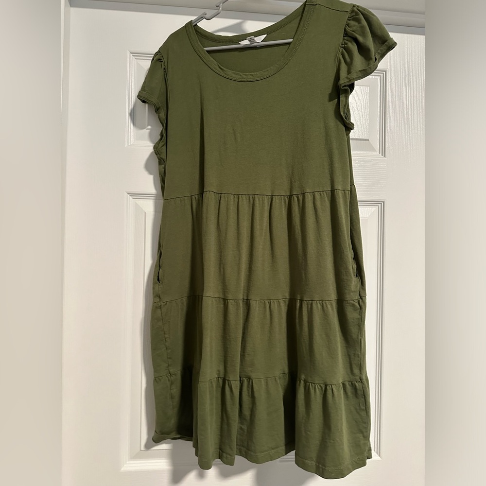 Green T-Shirt Dress with pockets